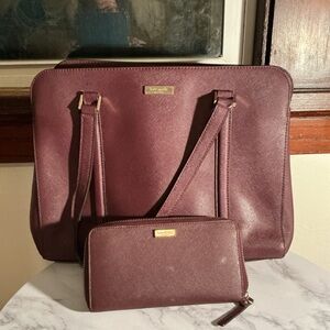 Kate Spade Plum Laptop Bag and Wallet
